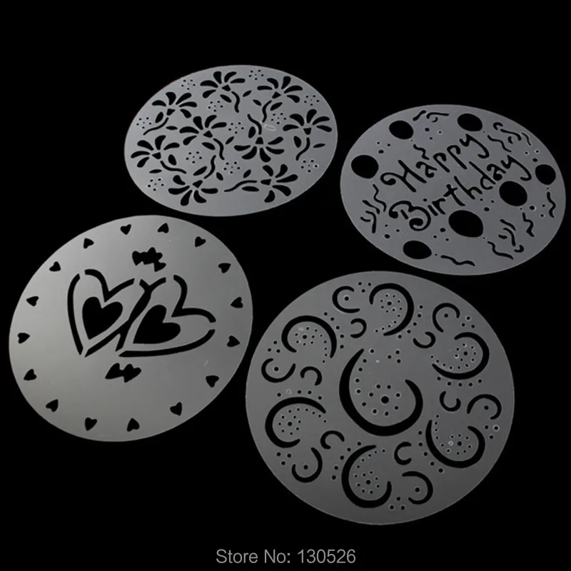 4 шт./компл. модные трафареты для кофе капучино печенья кекс трафарет ПВХ цветок