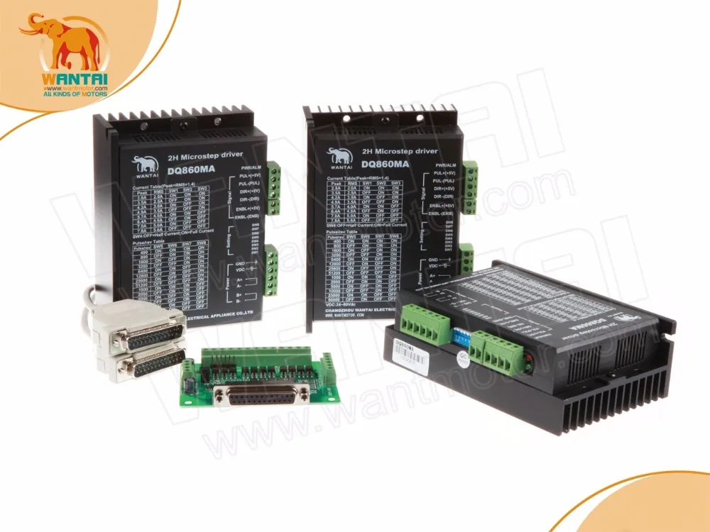 США бесплатно! Wantai 3 оси Nema 34 шагового двигателя 85BYGH450D 008 1090oz in + Драйвер DQ860MA 80V 7.8A