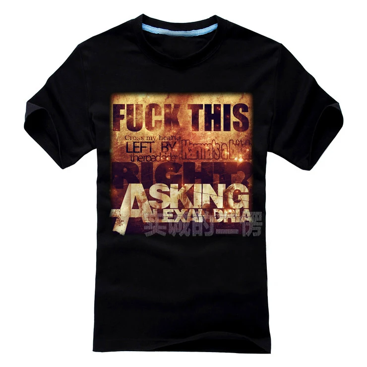 

summer style Asking Alexandria Band Rock Brand men shirt 3D casual items fitness skull heavy Dark Metal 100%Cotton dirty word