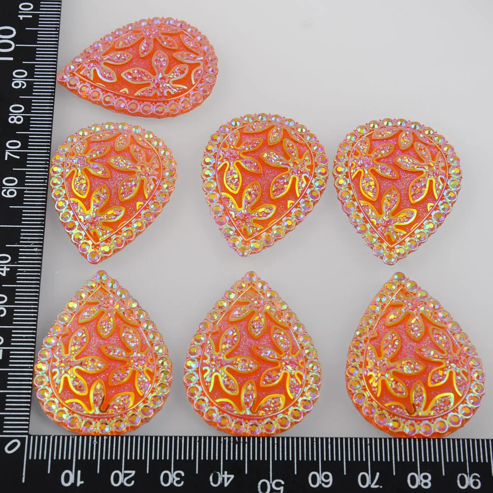 BOLIAO DIY 4Pcs 30*40mm ( 1.18in*1.57in ) Darp Shape AB Color Orange Rhinestone Flatback No Hole Clothes/Wedding Decoration | Дом и сад