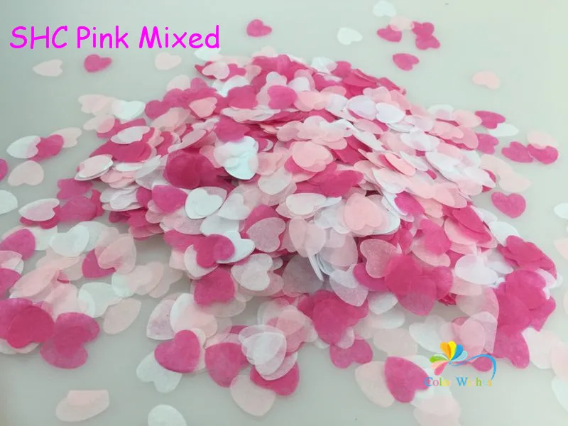 SHC10 Pink White 1,5 см 10 г(1000 шт) розовое золото смешанный в форме сердца бумажный воздушный шар "Конфетти" Стол Конфетти Свадебные принадлежности - Цвет: SHC10 Pink White