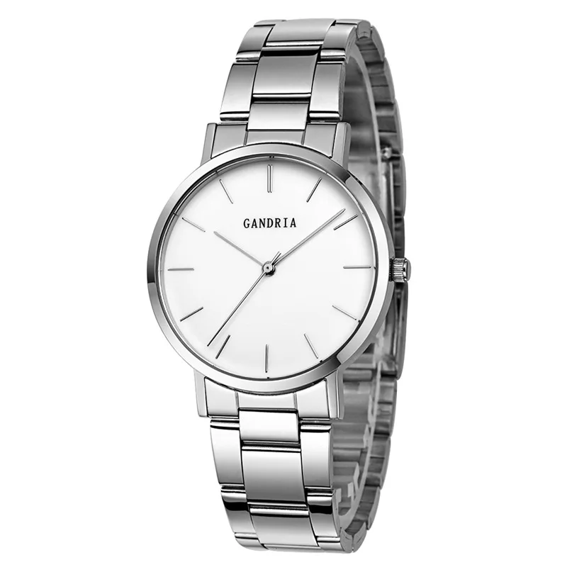 man steel white Женские часы GRANDIA, роскошные брендовые кварцевые парные часы, водонепроницаемые женские модельные Простые Модные повседневные наручные часы для влюбленных, 6021 - Цвет: man steel white