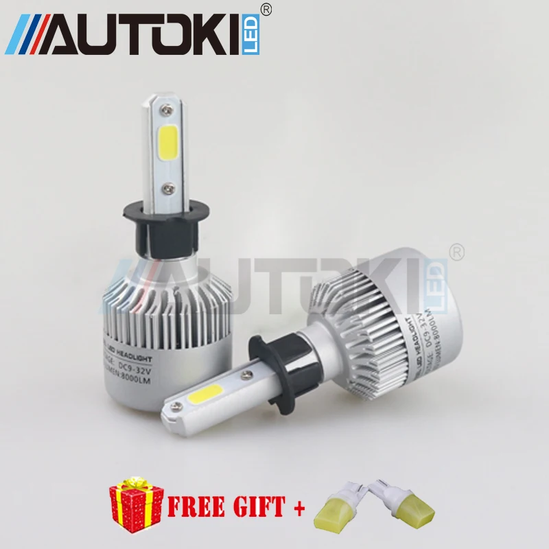 Автомобильная светодиодная лампа для головных фонарей Autoki H1 H4 H7 H11 H3 COB 72 Вт 6500 лм K