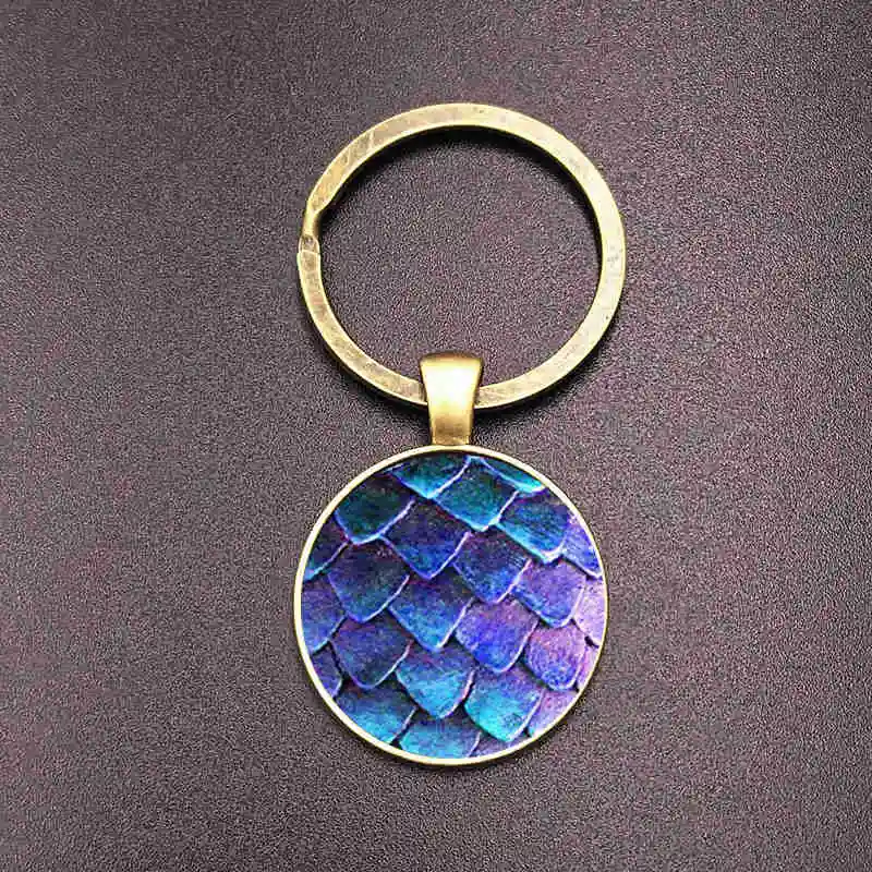 SUTEYI Fashion Style Art Pattern Key Chains Holder Green Dragon Egg Handmade Glass Cabochon Pendant Keyring Women Men Jewelry | Украшения и