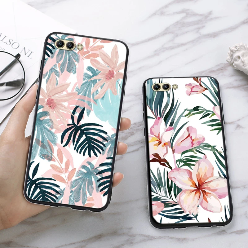 Силиконовый чехол Art Flowers Leaf для Huawei honor 6A 7A Pro 7X 8 Lite 8A 8X 8C 9 Note 10 View 20 20S 9X|Бамперы| |
