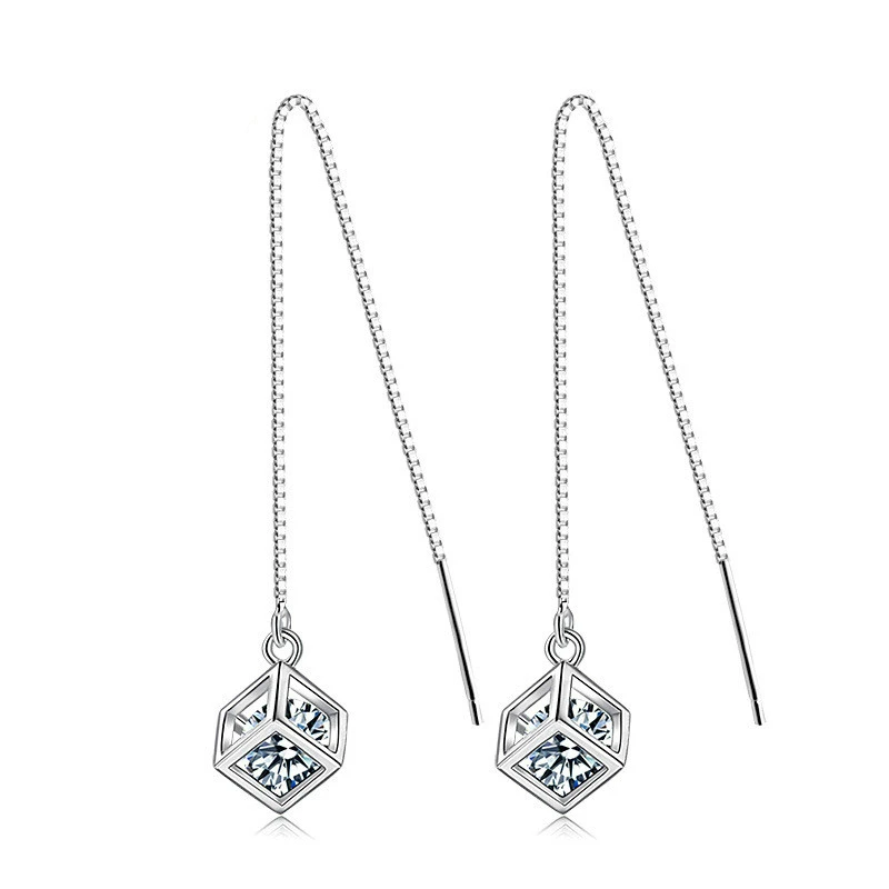 New Design 9CM Tassel Chain Cubic Zirconia Long Earrings for Women Anti-allergic Dangle Earring Populaire Boucles d'oreilles | Украшения