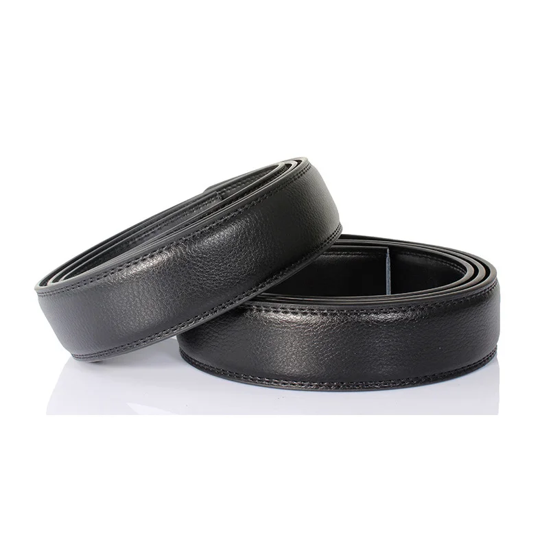 Man High Brand No Buckle 3.0-3.5cm Width Genuine Leather Men's Belt Brown&Black Cowhide Automatic Belts Men High Quality