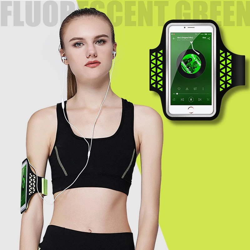 HSK92 Green Haissky спортивный чехол для телефона на руку для iPhone X Xs Max 8 7 6 6S Plus Xiaomi держатель для мобильного телефона - Цвет: HSK92 Green