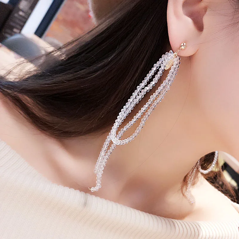 Новый Дизайн Роскошный Кристалл Бусины Мода Boho себе кисточкой Серьги ручной