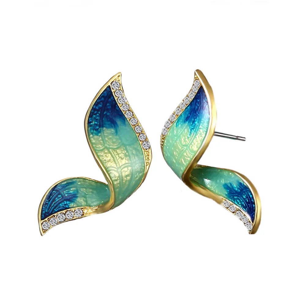 8SEASONS 2018 New Ear Post Stud Earrings Gold Color Yellow Butterfly Wing Clear Rhinestone Enamel 25mm(1&quot) x 17mm( 5/8&quot) 1 Pair |