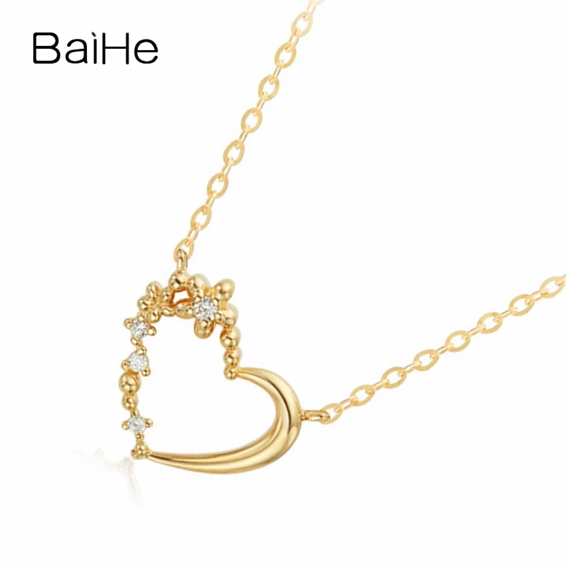 BAIHE Твердые 18K желтое золото 0.02ct натуральный бриллиант для женщин помолвка