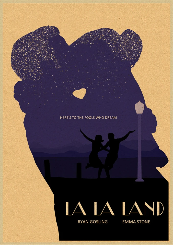 LA LAND фильм плакат из крафт-бумаги плакаты настенные наклейки домашний декор домашний художественный бренд - Цвет: Светло-желтый