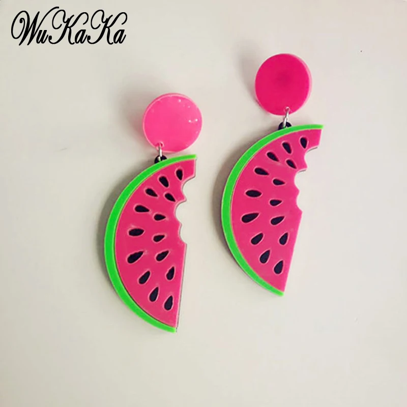 Wukaka Fashion Cool Watermelon Pendant Earrings Exaggerated Personality Earring For Women Party Gifts earrings Jewelry | Украшения и