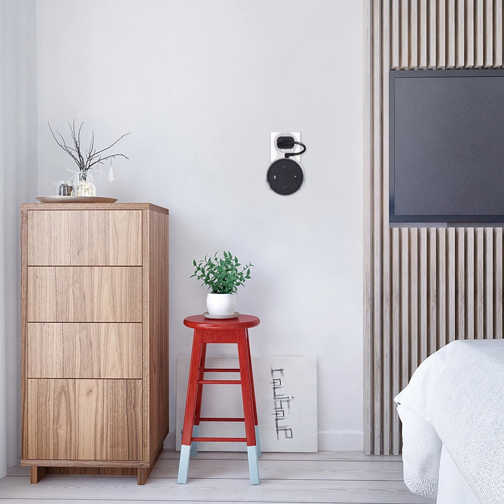 Настенный держатель вешалка для Echo Dot установки второго розетки прозрачный