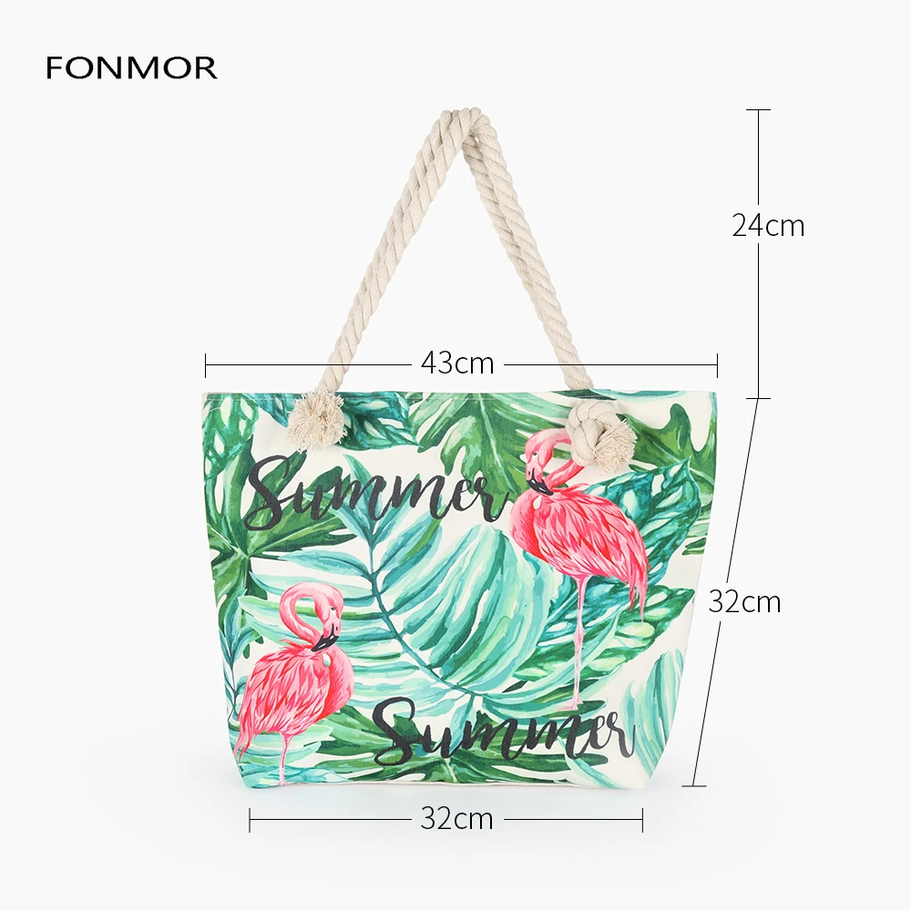 Горячая Распродажа Повседневная сумка с принтом фламинго женские холщовые