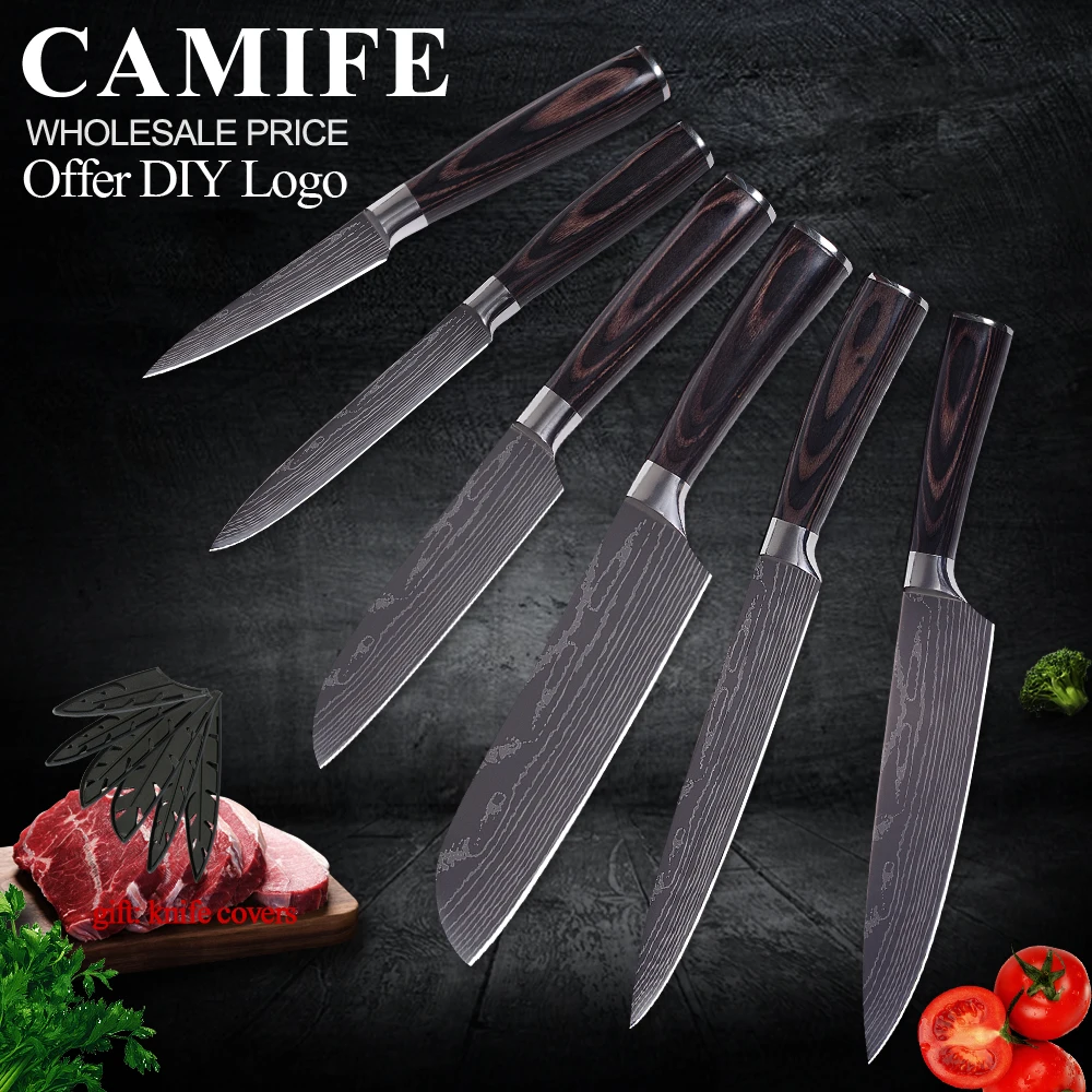 Кухонные принадлежности Дамасская вены нож из нержавеющей стали цветной