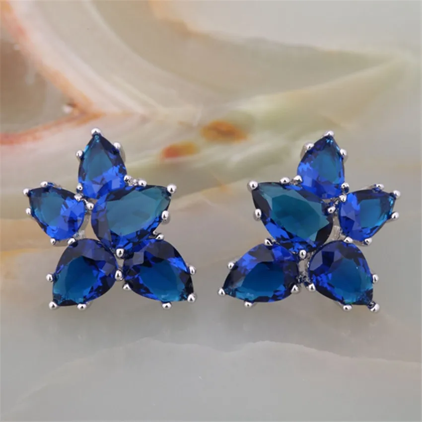 ZHE FAN Brand Fashion Jewelry Stud Earrings For Female Party Engagement Gift Colorful Flower Earring AAA Cubic Zirconia | Украшения и