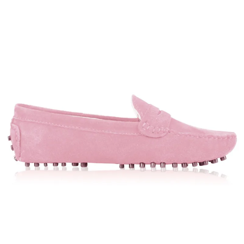 Розовый COSMAGIC/Новинка; Лоферы для вождения; женская обувь на плоской подошве; коллекция года; повседневные женские мокасины из мягкого нубука без застежки; прогулочные водонепроницаемые Мокасины - Цвет: Розовый