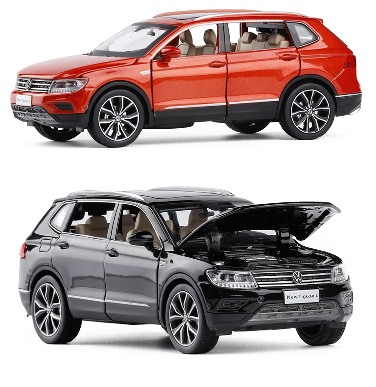 Игрушки для автомобиля из 1:32 сплава, имитация Tiguan L, модель автомобиля, открытая дверь, музыкальная вспышка, детские игрушки