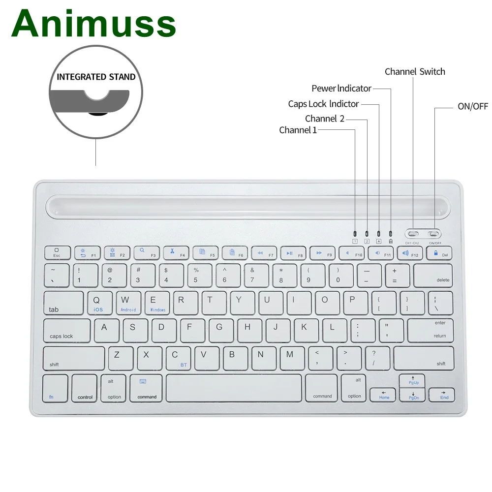 Клавиатура ANIMUSS Bluetooth двухканальная Многофункциональная Универсальная