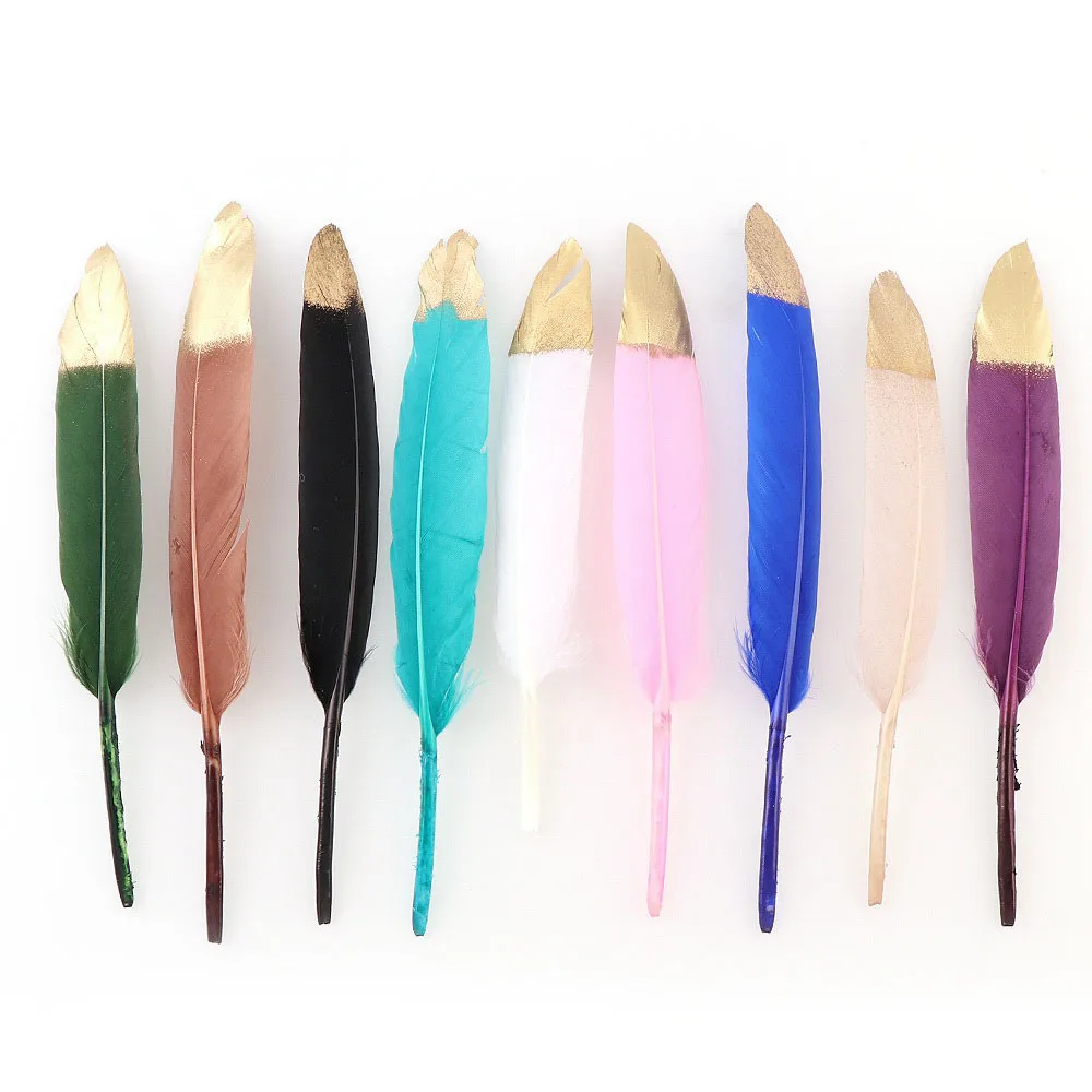 

9Colors 20Pieces 13-18cm Gold Dipped Duck Feathers Goose feathers Women necklace Earrings tassels DIY Jewelry Accessories Charm