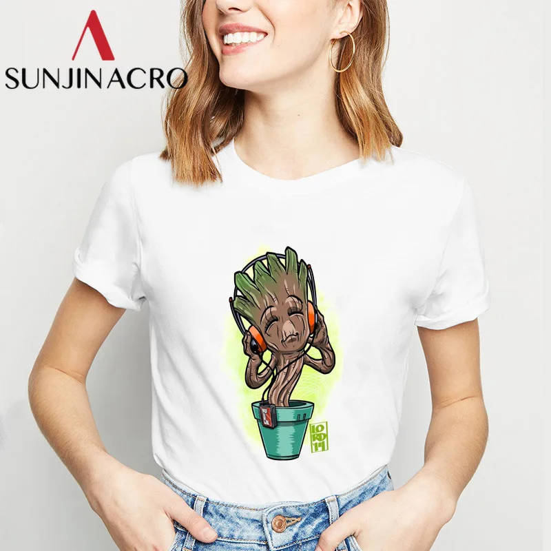 Женская футболка с изображением грута SUNJINACRO летняя повседневная коротким