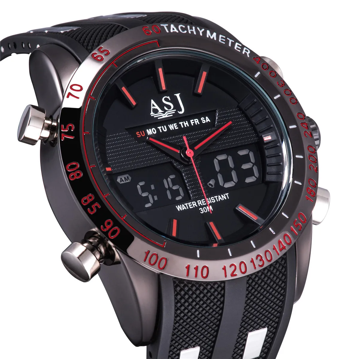 Новые мужские кварцевые цифровые часы спортивные Relogio Masculino ASJ Топ бренд Relojes LED