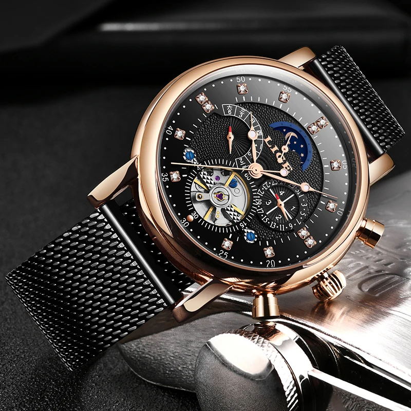 LIGE мужские s часы Роскошные модные брендовые механические automatic Tourbillon