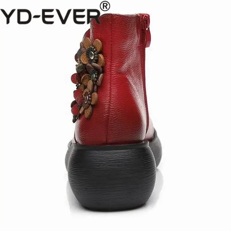 Yd ever новые осенние женские туфли из натуральной кожи на платформе высоком