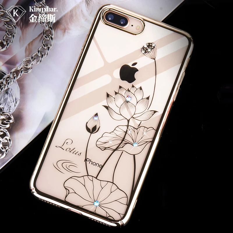 KAVARO Чехол для iPhone 7 8 с россыпью роскошных кристаллов из алмазов на позолоченной ПК задней крышке
