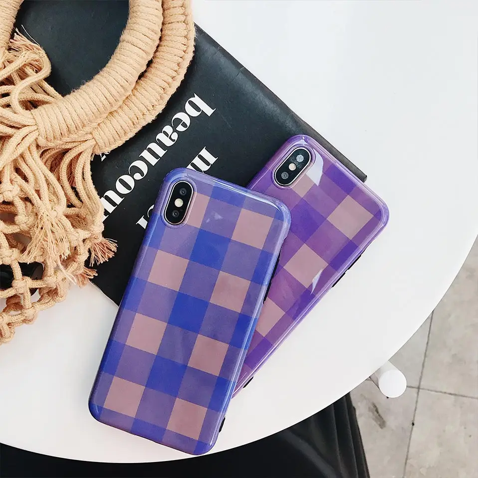 Для iphone 6 7 8 TPU синий квадратный Телефон задняя крышка для 6S плюс Funda X s Drop-proof |