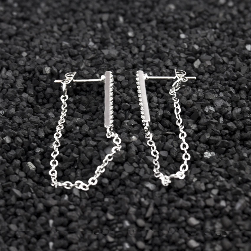 Stainless Steel Long Chain Earring Bohemian Jewelry Gold Color Bar Charm Drop Statement Earrings For Women Wedding Accessoires | Украшения