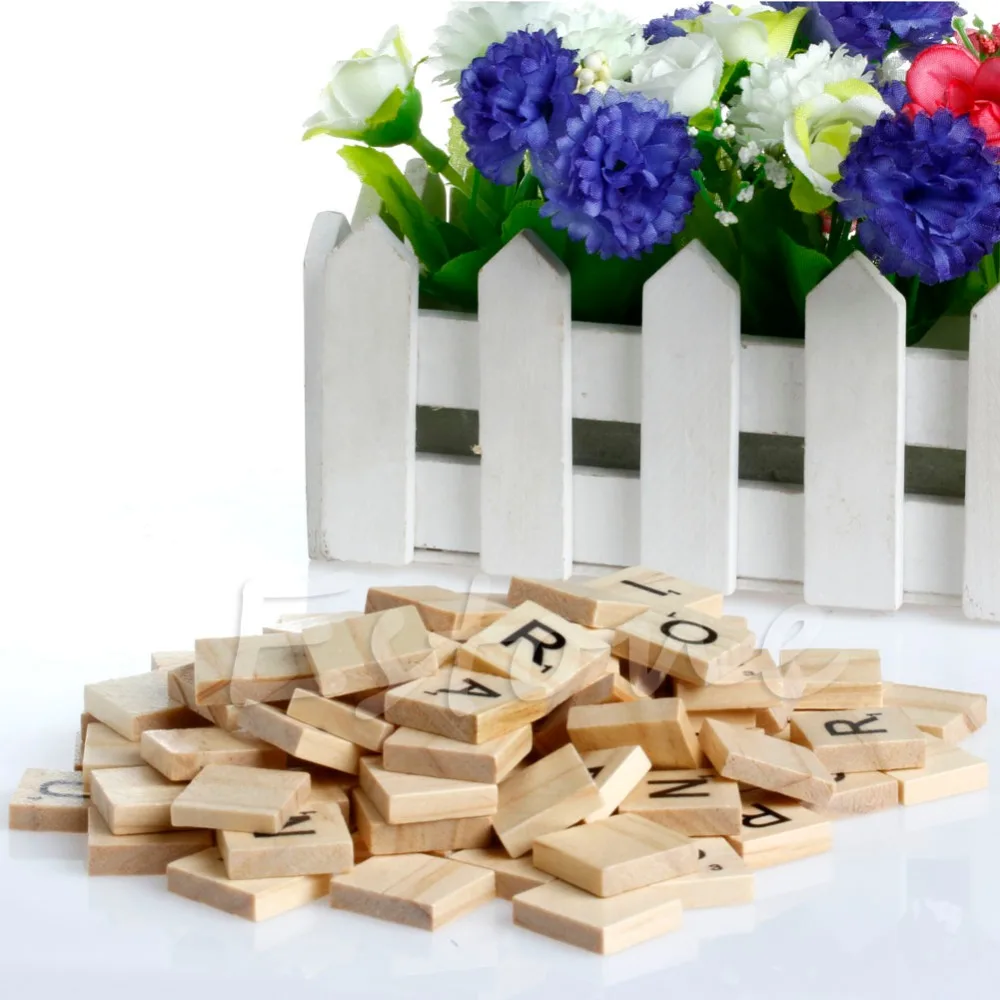 Деревянная алфавитная плитка 100 черные буквы и фотодерево новинка|wooden alphabet scrabble