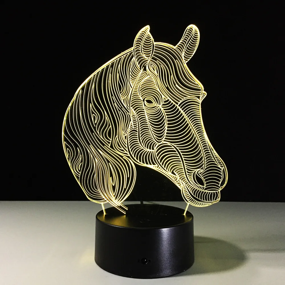 

All Horses LED Night Lights USB Novelty Gifts 7 Colors Changing Animal 3D LED Desk Table Lamp as Home Decoration Drop Shipping