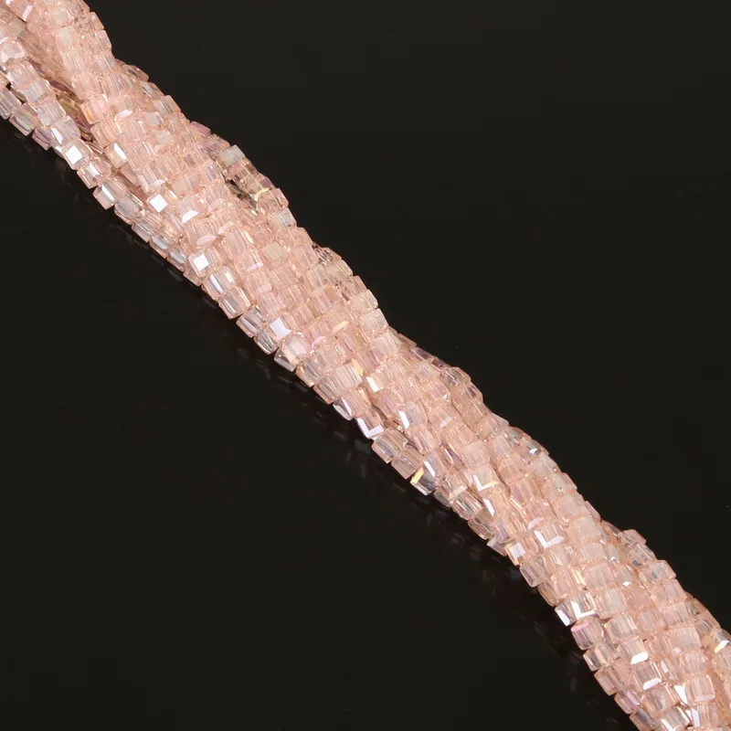 Pink AB 3 мм 4 мм 6 мм 8 мм квадратные Австрийские хрустальные бусины кубик стеклянные бусины Свободные разделительные бусины для изготовления ювелирных изделий - Цвет: Pink AB