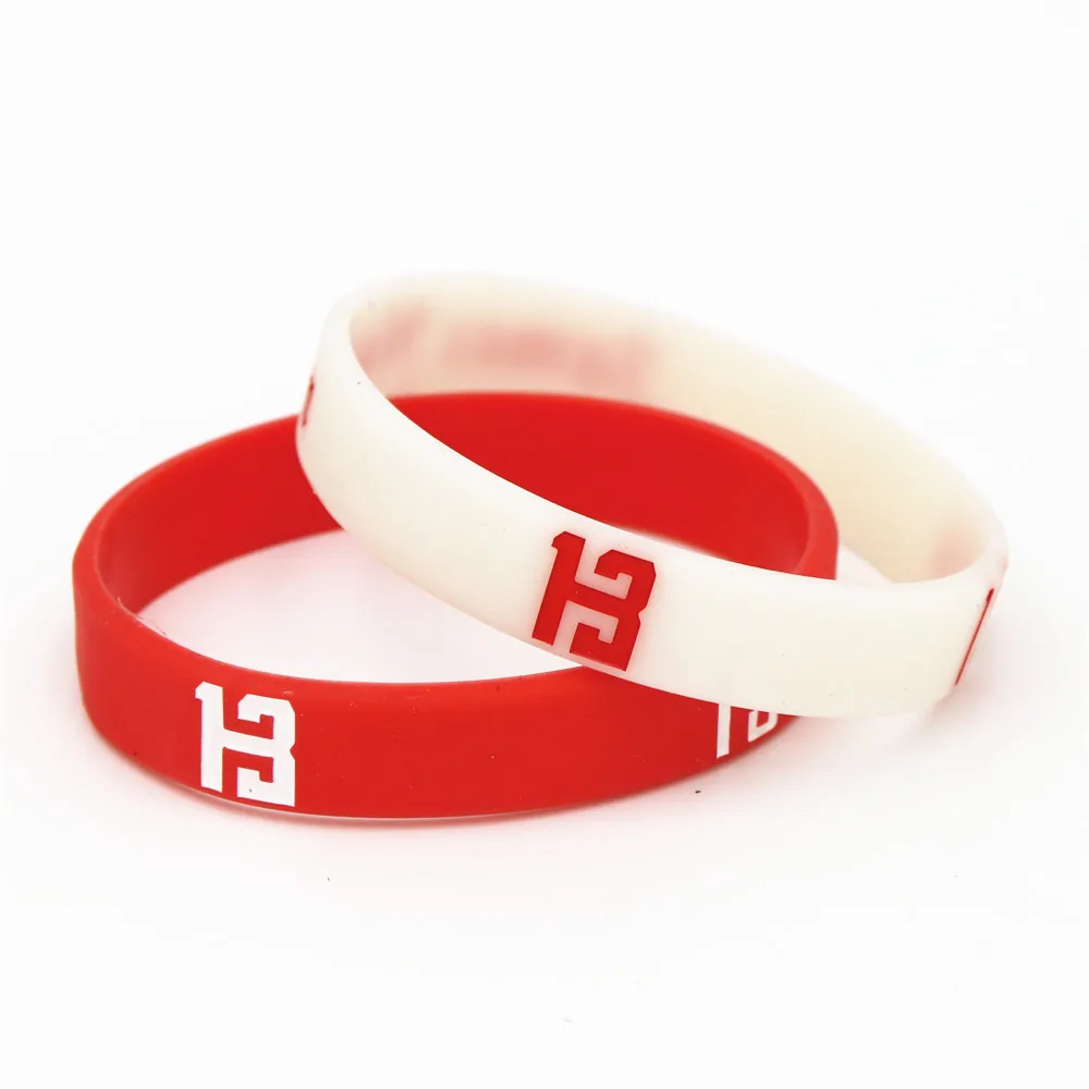 

1PC Men Basketball Sport Wristband Red White Players 13 Silicone Rubber Wristbands Cuff Bracelets & Bangles for Fans Gift SH056