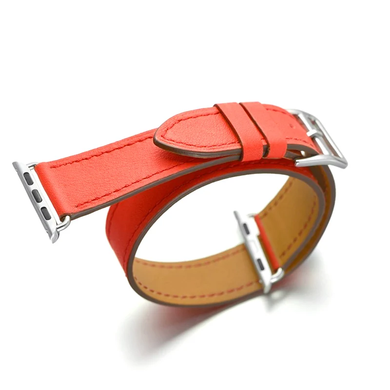 Ремешок для часов с двумя петлями для Apple Watch 1, 2, 3, 4, ремешок 38 мм, 40 мм, 42 мм, 44 мм, ремешок из натуральной кожи в стиле панк для Apple Iwatch