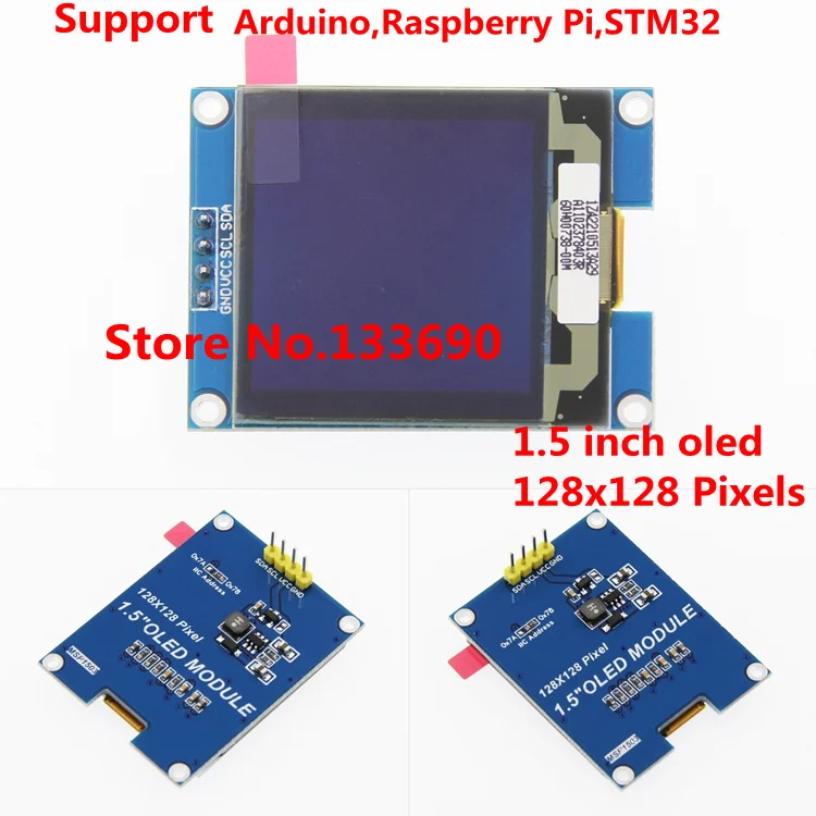 1 5 дюймовый 4 контактный OLED дисплей экран 3 В SSD1327 IC 128*128 интерфейс IIC I2C для uno r3 raspberry