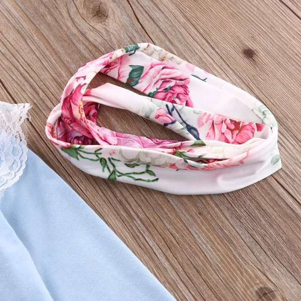Одежда для маленьких девочек футболка с длинными рукавами + повязка на голову