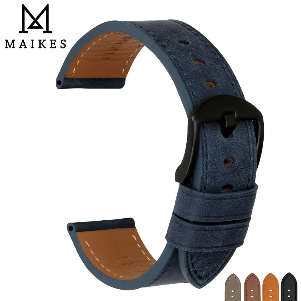 Аксессуары для часов MAIKES, 22 мм, 24 мм, ремешок для часов из натуральной кожи, ремешок для часов, браслеты для часов leatherman, ремешок для часов Omega Panerai