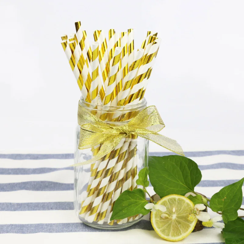 25 шт./лот розовое золото бумажное украшение для свадьбы соломинки Пиратская