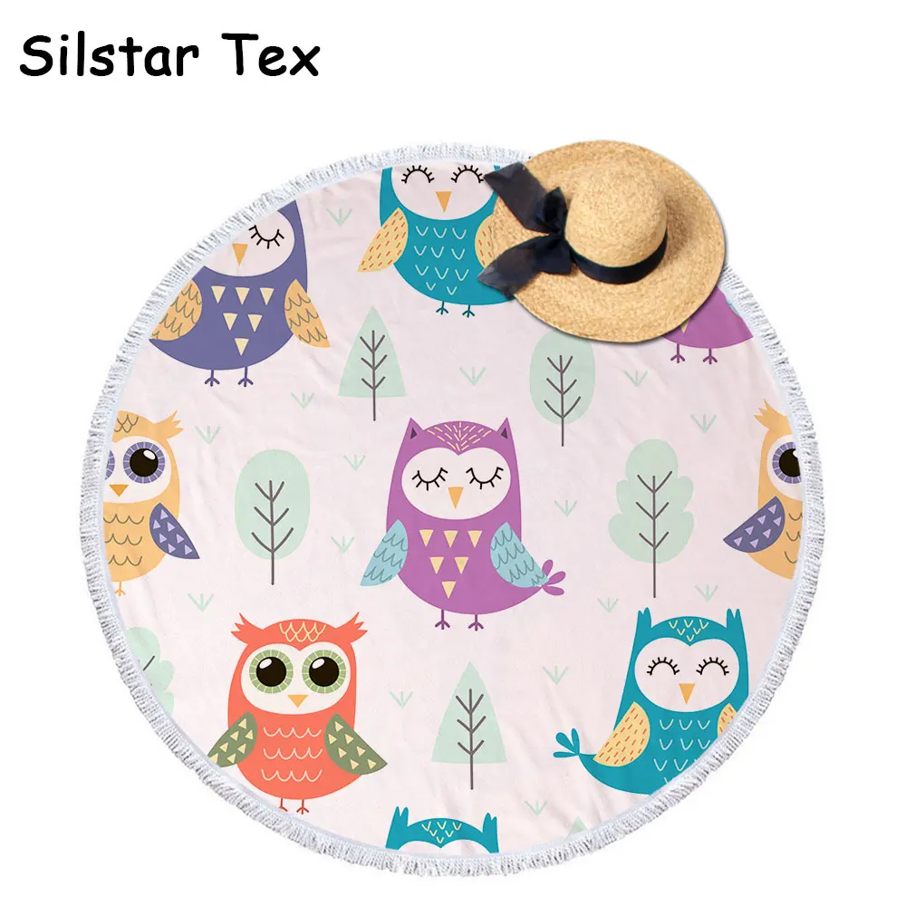 Silstar Tex 150 шт. Прекрасный Сова ткань из микрофибры круглый Одеяло Коврик для йоги