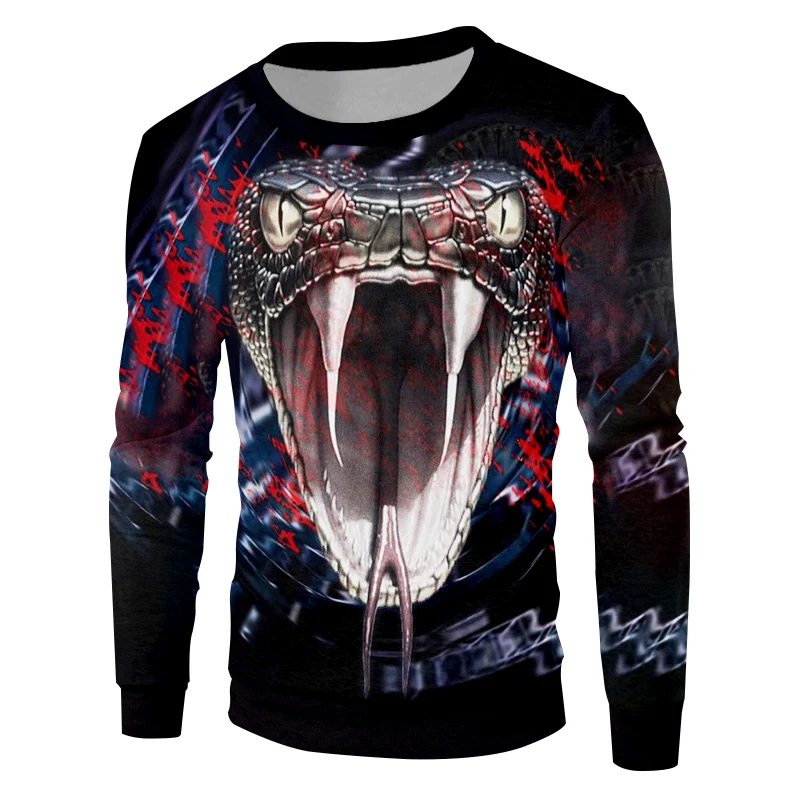 Мужская толстовка с длинным рукавом UJWI Осенний пуловер со змеиным 3D принтом