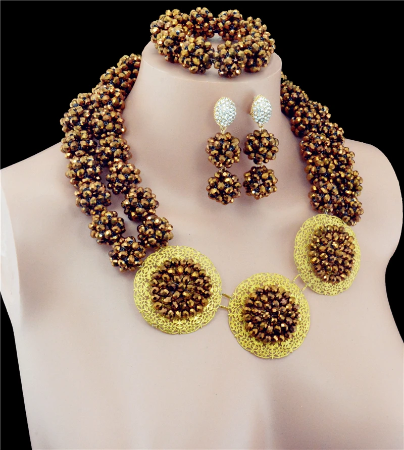 Модные нигерийские Свадебные африканские бусы комплект ювелирных изделий