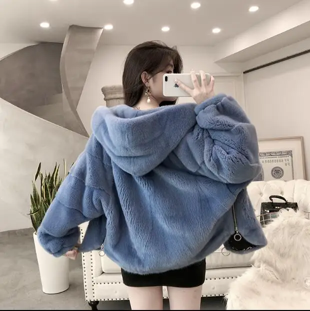 Женская норковая шуба на молнии женская короткая куртка с рукавом летучая мышь