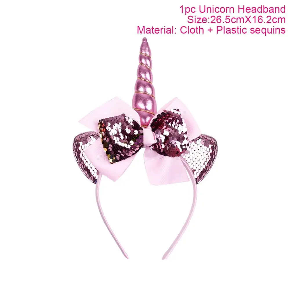 Unicorn Headband 4 Единорог на день рождения Декор для детей на день рождения Единорог одноразовая посуда одноразовые бумажные тарелки чашки скатерть Unicornio - Цвет: Unicorn Headband 4