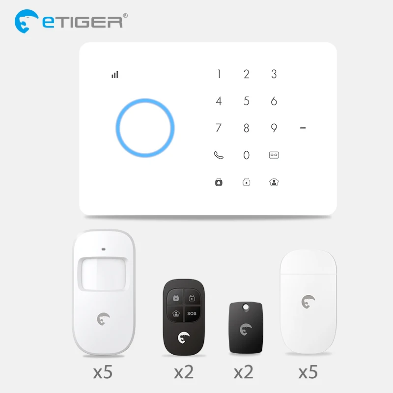 

eTiger S3B GSM SIM Home Security GSM Alarm System Auto Dialing Dialer SMS Call Remote control