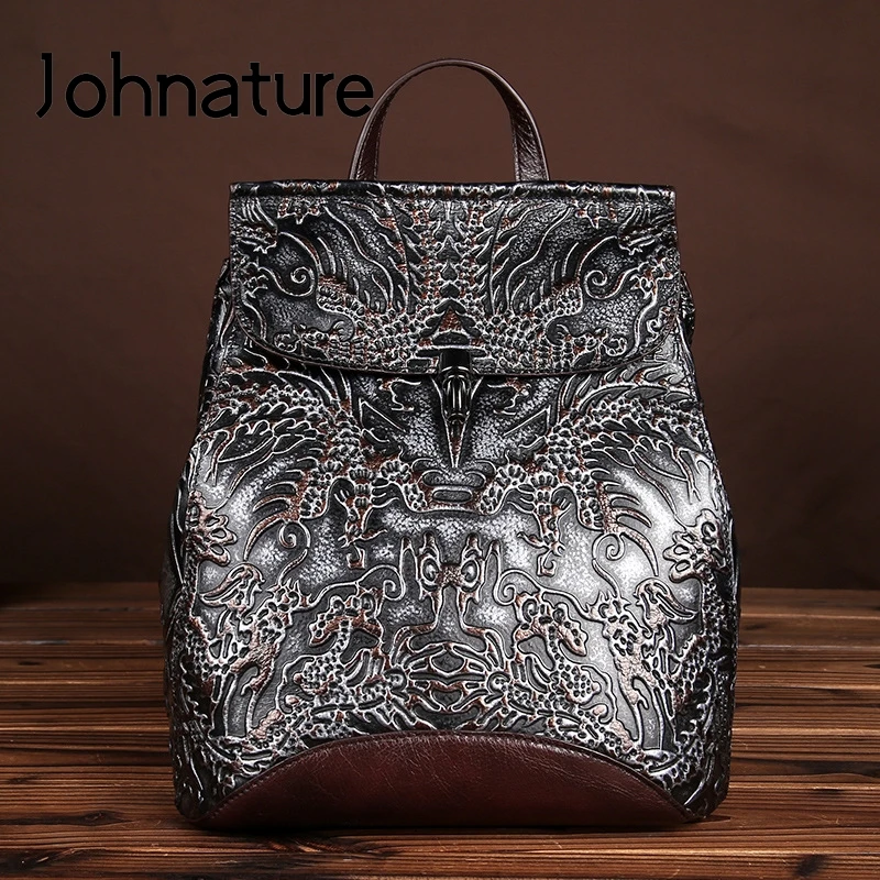 Женский винтажный рюкзак из натуральной кожи Johnature повседневный дорожный с