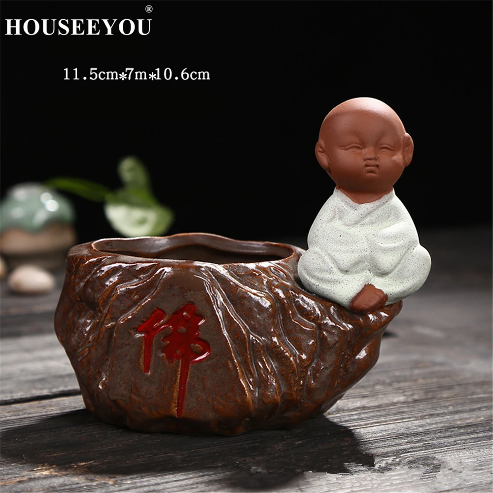 Маленький Монах Будда дзен суккуленты цветочный горшок фиолетовая глина