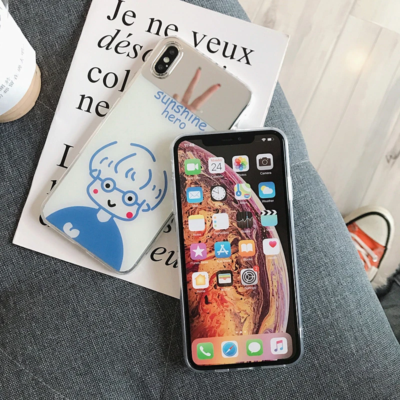 Cute Girl&Boy Couple Cartoon Phone Case For Iphone 6 7 8 S Plus X XR XS XSMAX Apple Accessoreis Soft Silicone Protective Cover |
